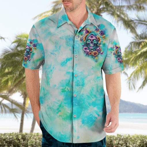 Chemise hawaïenne Crâne fleuri "Soleil et Ouragan" – Image 3