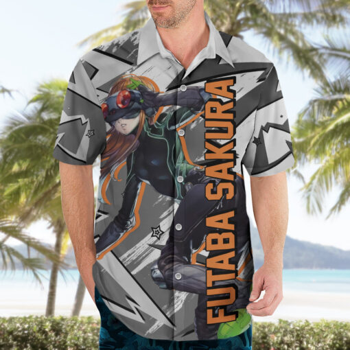 Chemise hawaïenne Futaba Sakura Persona style cyber manga – Image 3