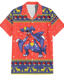 Chemise hawaïenne Carchacrok Pokémon motif Noël pixel