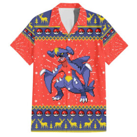 Chemise hawaïenne Carchacrok Pokémon motif Noël pixel