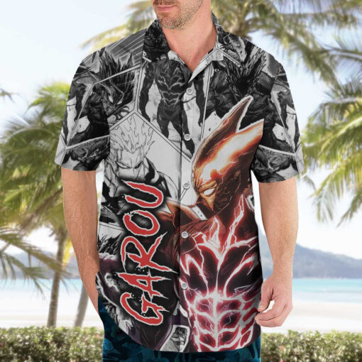 Chemise hawaïenne Garou One Punch Man style manga – Image 3
