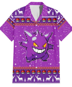 Chemise hawaïenne Ectoplasma Pokémon motif Noël pixel