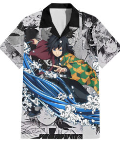 Chemise hawaïenne Giyu Tomioka Demon Slayer style manga mixé