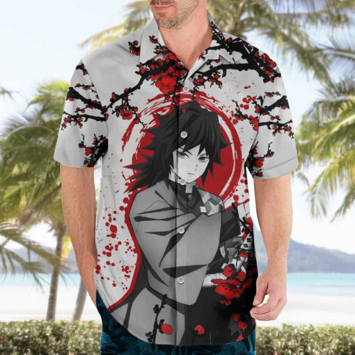 Chemise hawaïenne Giyu Tomioka Demon Slayer style japonais – Image 3