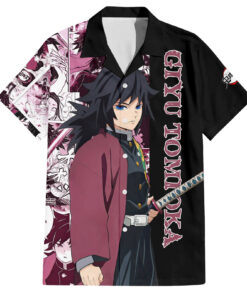 Chemise hawaïenne Giyu Tomioka Demon Slayer style manga