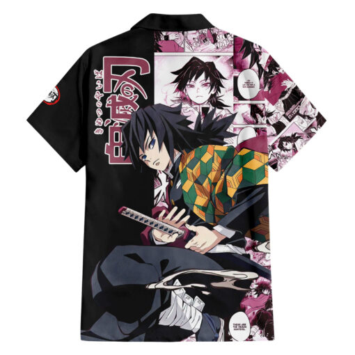 Chemise hawaïenne Giyu Tomioka Demon Slayer style manga – Image 2
