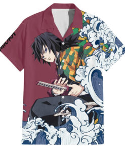 Chemise hawaïenne Giyu Tomioka Demon Slayer motif japonais