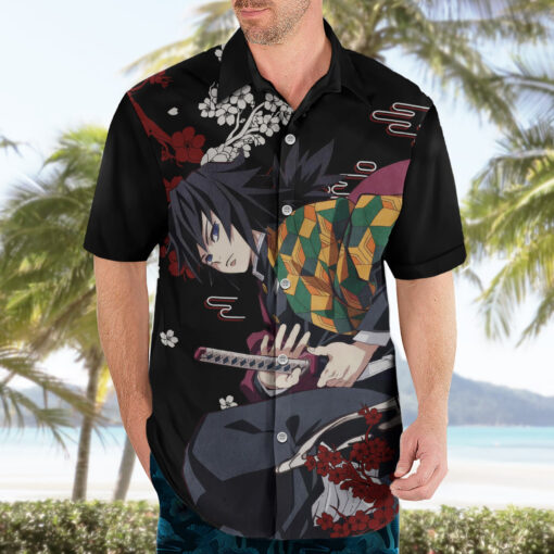 Chemise hawaïenne Giyu Tomioka Demon Slayer style japonais – Image 3
