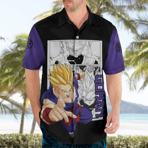 Chemise hawaïenne Gohan SSJ2 adulte Dragon Ball motif manga – Image 3