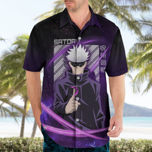 Chemise hawaïenne Gojo Satoru Jujutsu Kaisen aura galaxie – Image 3