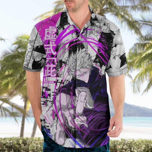 Chemise hawaïenne Gojo Satoru Jujutsu Kaisen motif manga – Image 3