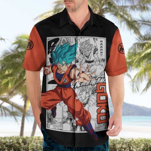 Chemise hawaïenne Goku Blue Dragon Ball motif manga – Image 3