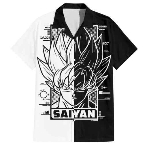 Chemise hawaïenne Goku Dragon Ball noir & blanc abstrait