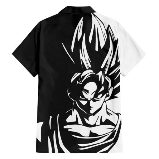 Chemise hawaïenne Goku Dragon Ball noir & blanc abstrait – Image 2