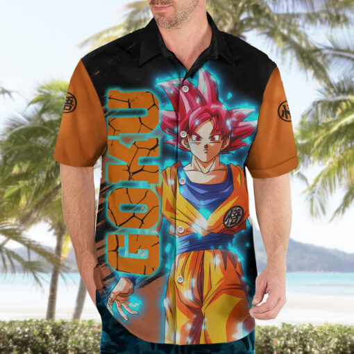 Chemise hawaïenne Goku Super Saiyan God – Image 3