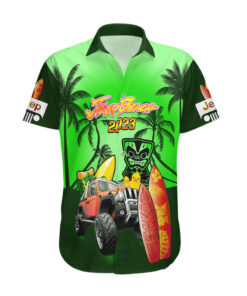 Chemise hawaïenne Jeep verte plage 2023 anniversaire