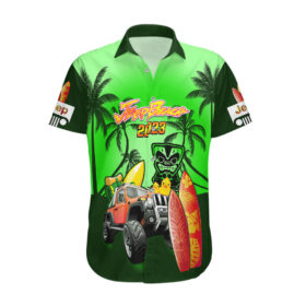 Chemise hawaïenne Jeep verte plage 2023 anniversaire