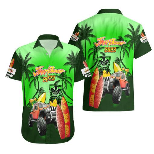 Chemise hawaïenne Jeep verte plage 2023 anniversaire – Image 3