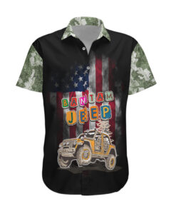 Chemise hawaïenne Jeep verte camouflage festival