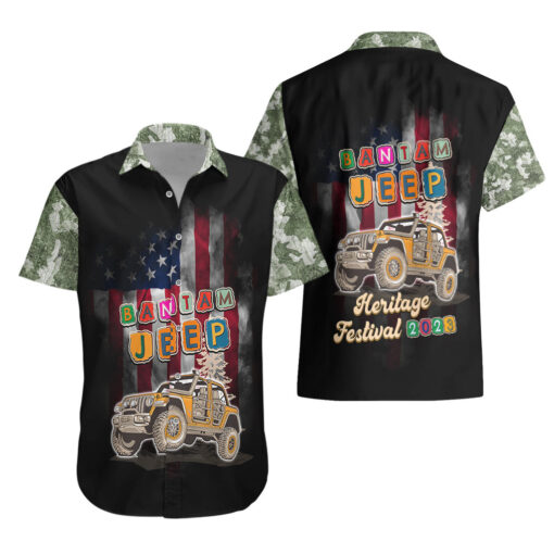 Chemise hawaïenne Jeep verte camouflage festival – Image 3