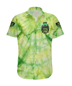 Chemise hawaïenne Jeep verte tie-dye route panoramique