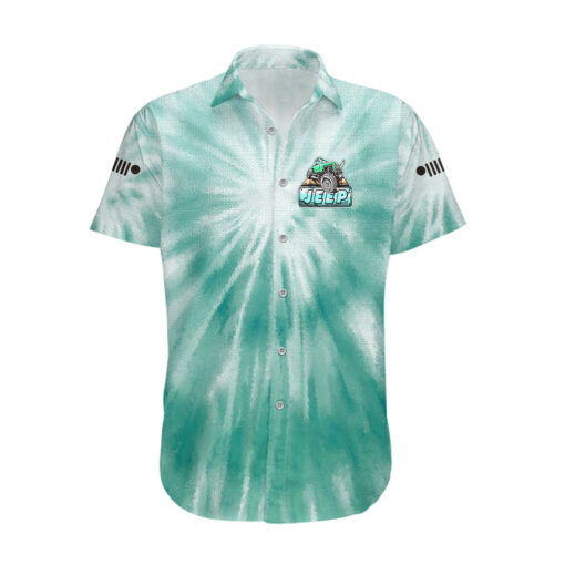 Chemise hawaïenne Jeep verte tie-dye cheveux décoiffés – Image 2