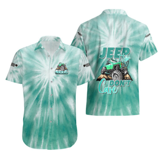 Chemise hawaïenne Jeep verte tie-dye cheveux décoiffés – Image 3