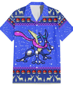 Chemise hawaïenne Greninja Pokémon Noël pixel