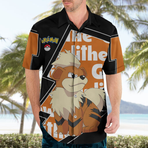 Chemise hawaïenne Growlithe style éclair Anime – Image 3
