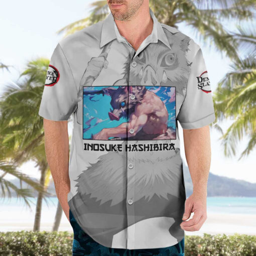 Chemise hawaïenne Inosuke Hashibira Demon Slayer Anime – Image 3