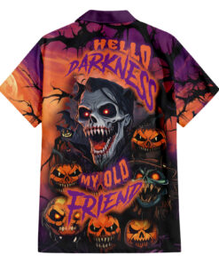 Chemise hawaïenne crâne Halloween Hello Darkness My Old Friend