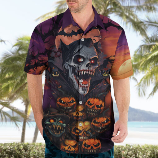 Chemise hawaïenne crâne Halloween Hello Darkness My Old Friend – Image 3