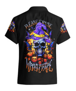 Chemise hawaïenne crâne Halloween Resting Witch Face
