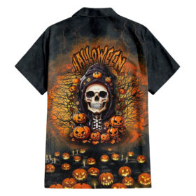 Chemise hawaïenne crâne Halloween thème citrouille