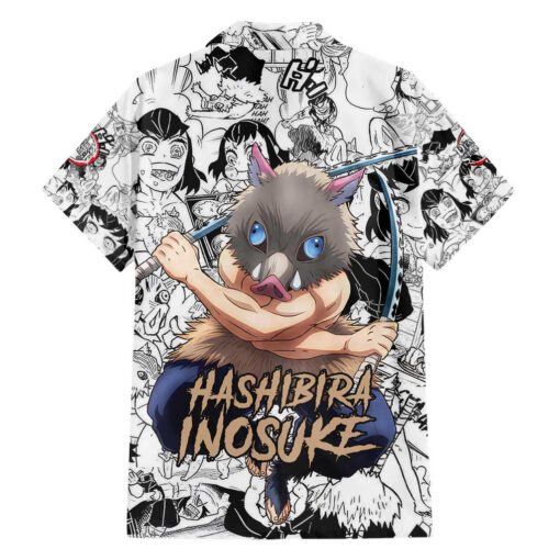 Chemise hawaïenne collage manga Inosuke Demon Slayer – Image 2