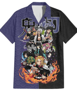 Chemise hawaïenne équipe des Piliers Demon Slayer Anime