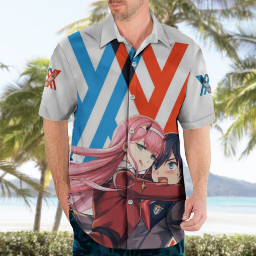 Chemise hawaïenne Hiro & Zero Two Strelitzia Anime – Image 3