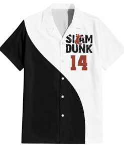 Chemise hawaïenne Hisashi Mitsui n°14 Slam Dunk Noir & Blanc Mix