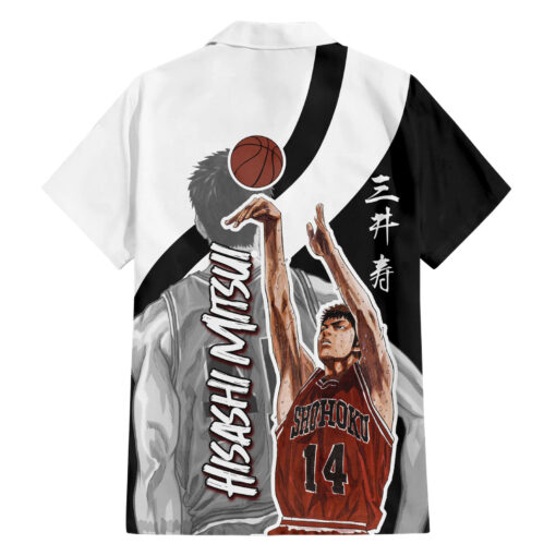 Chemise hawaïenne Hisashi Mitsui n°14 Slam Dunk Noir & Blanc Mix – Image 2