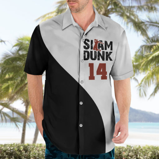Chemise hawaïenne Hisashi Mitsui n°14 Slam Dunk Noir & Blanc Mix – Image 3