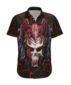 Chemise hawaïenne crâne draconique infernal âme enflammée