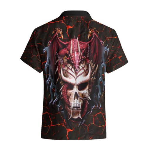 Chemise hawaïenne crâne draconique infernal âme enflammée – Image 2