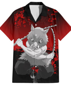 Chemise hawaïenne Inosuke art japonais Demon Slayer