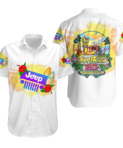 Chemise hawaïenne Jeep plage anniversaire 2023 style blanc