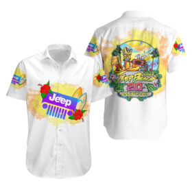 Chemise hawaïenne Jeep plage anniversaire 2023 style blanc
