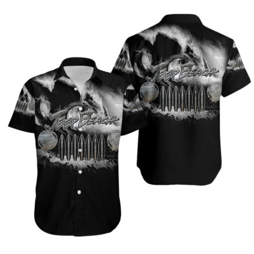 Chemise hawaïenne Jeep plage vague noire