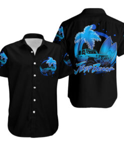 Chemise hawaïenne Jeep plage style vibes bleu