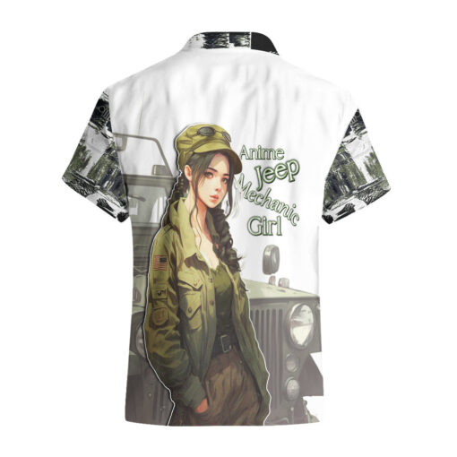 Chemise hawaïenne camouflage Jeep fille mécanicienne Anime