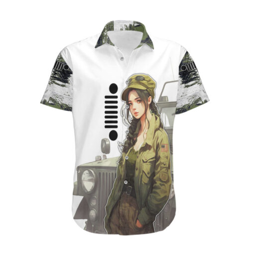 Chemise hawaïenne camouflage Jeep fille mécanicienne Anime – Image 2