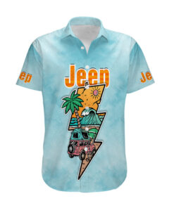 Chemise hawaïenne Jeep camping attrape la vague